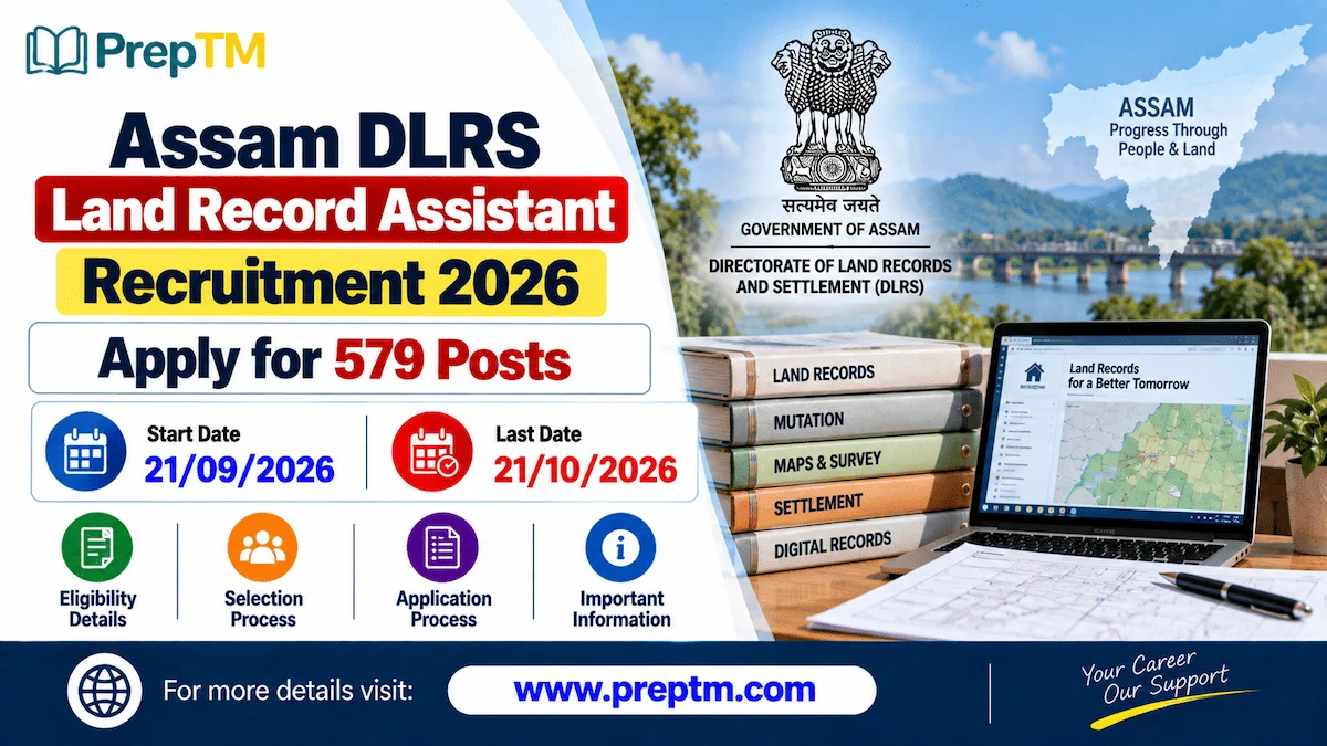 Assam DLRS Land Record Assistant Recruitment 2026: Apply for 579 Posts